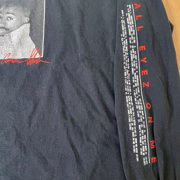 2PAC Tupac Shakur Portrait All Eyez On Me Black Long Sleeve T Shirt Size M - Picture 3 of 5